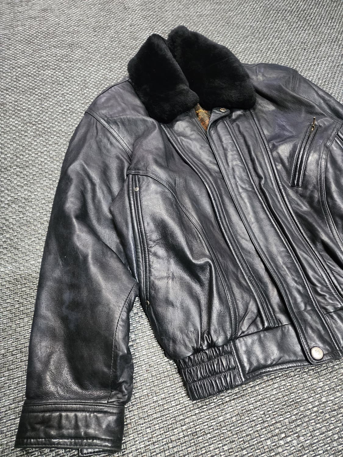 빈티지 블랙 양가죽 무스탕 자켓    XL사이즈  상품이미지7