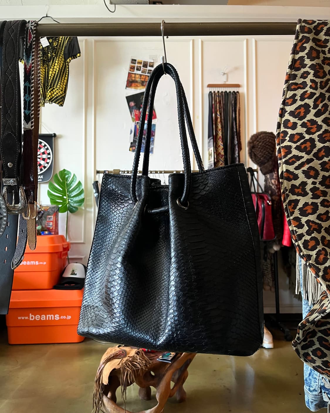 Vintage Real Python Leather Black Bag 상품이미지4
