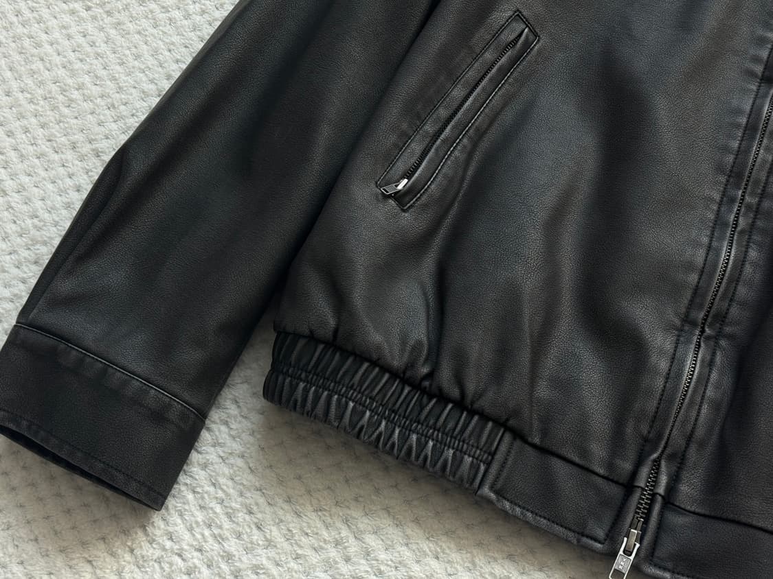 애습 페이디드 레더 자켓 - 워시드 블랙 상품이미지4