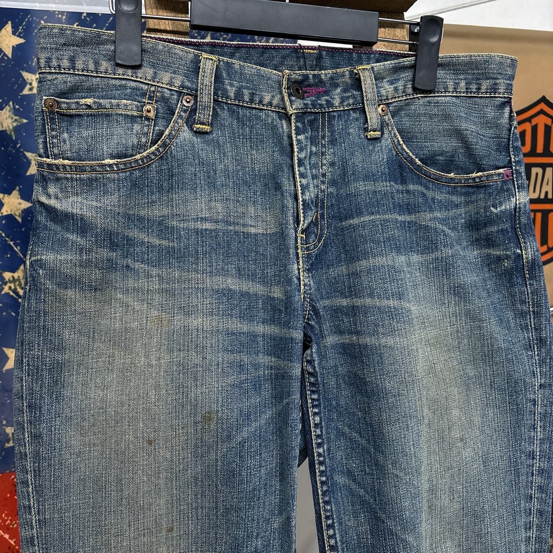 00s 리바이스 502 재팬라인 퍼플 스티치 워싱 데님 진 팬츠 N69 상품이미지3