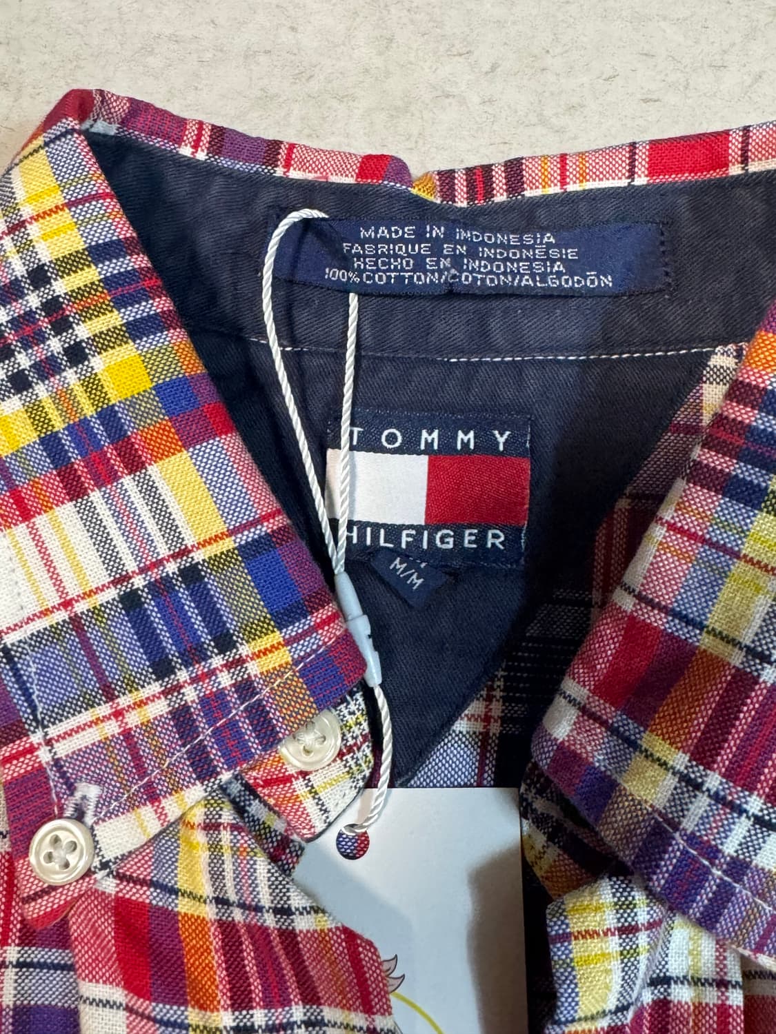 타미힐피거 빈티지 컬러블록 체크 셔츠 m 상품이미지4