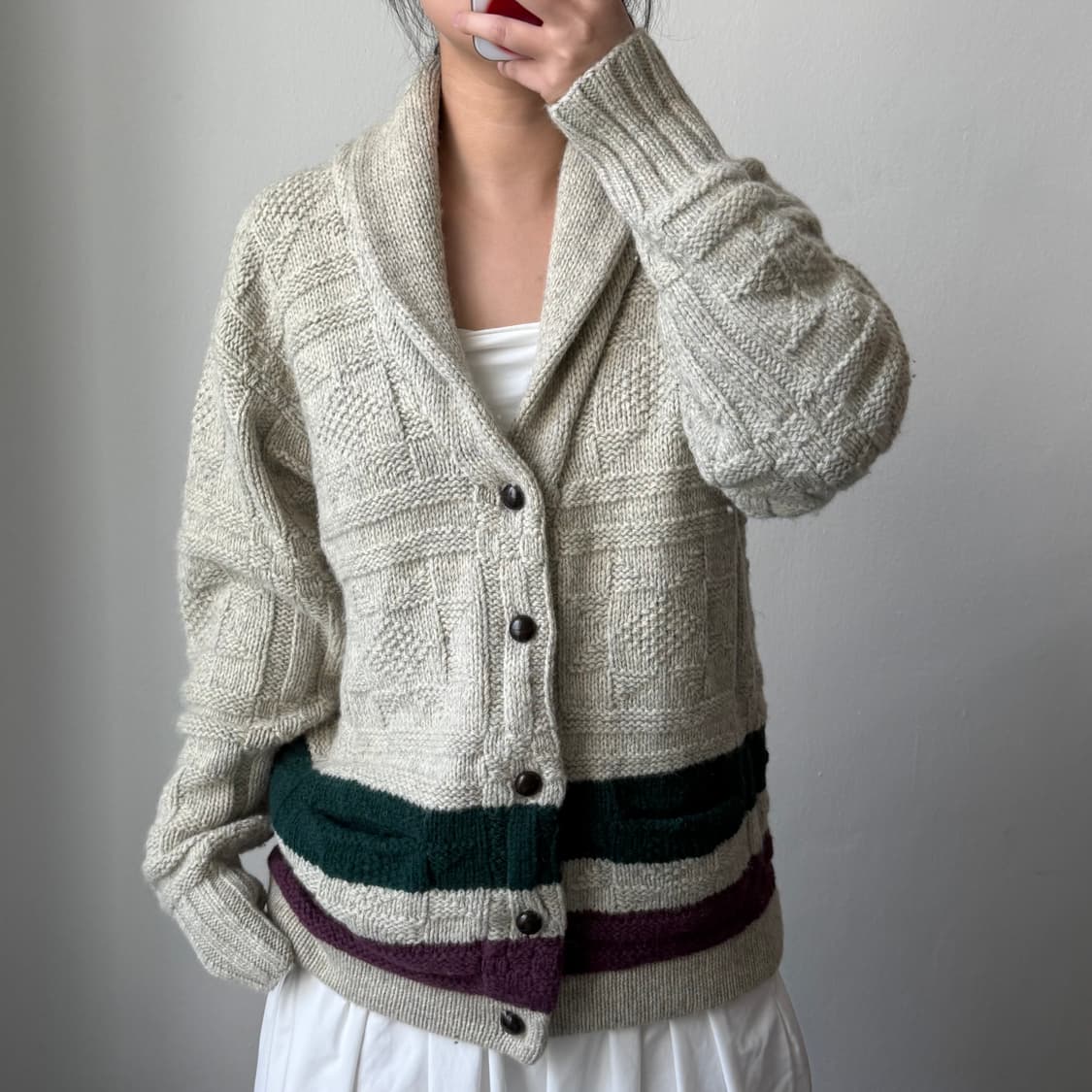 [L] 폴로 셔틀랜드 울 숄카라 가디건 상품이미지2