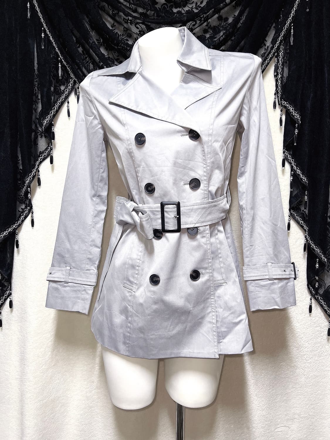 로맨틱갸루 로걀 오네 세실맥비깔 실버그레이 트렌치코트 자켓 펑크 데일리 상품이미지5