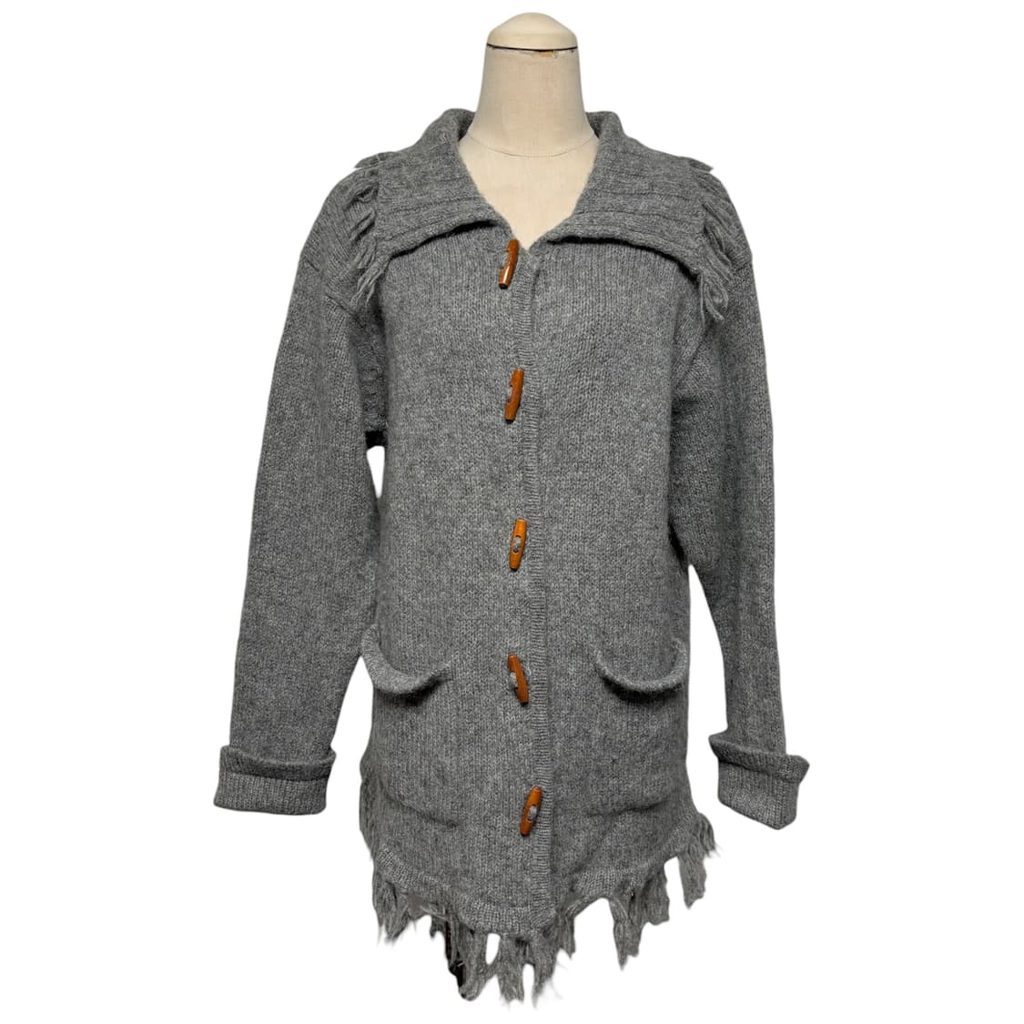 3795 그레이 울100 떡볶이 더플 니트가디건 상품이미지1