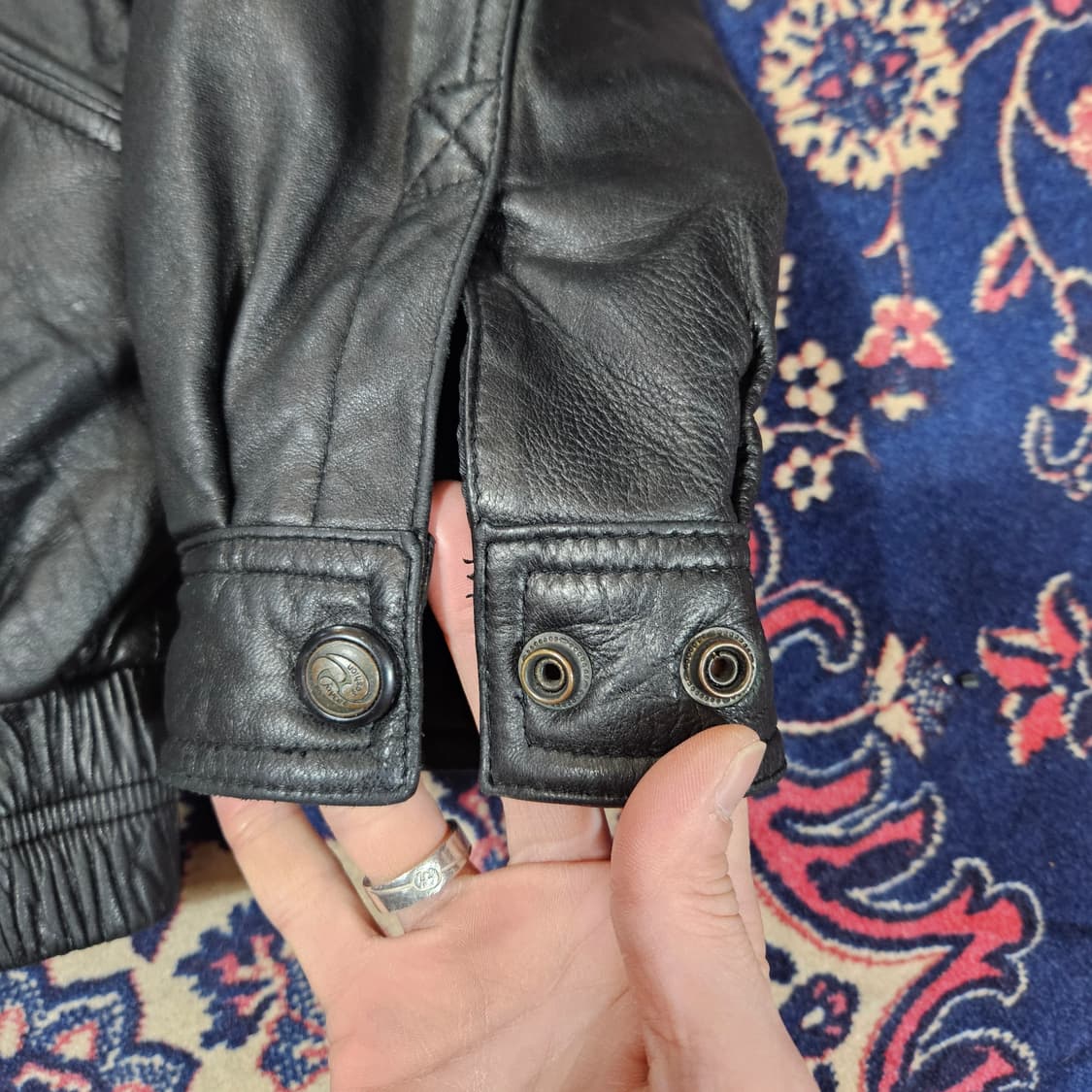 Vintage 램스킨 더블 카라넥 가죽 라이더자켓 M size 상품이미지7