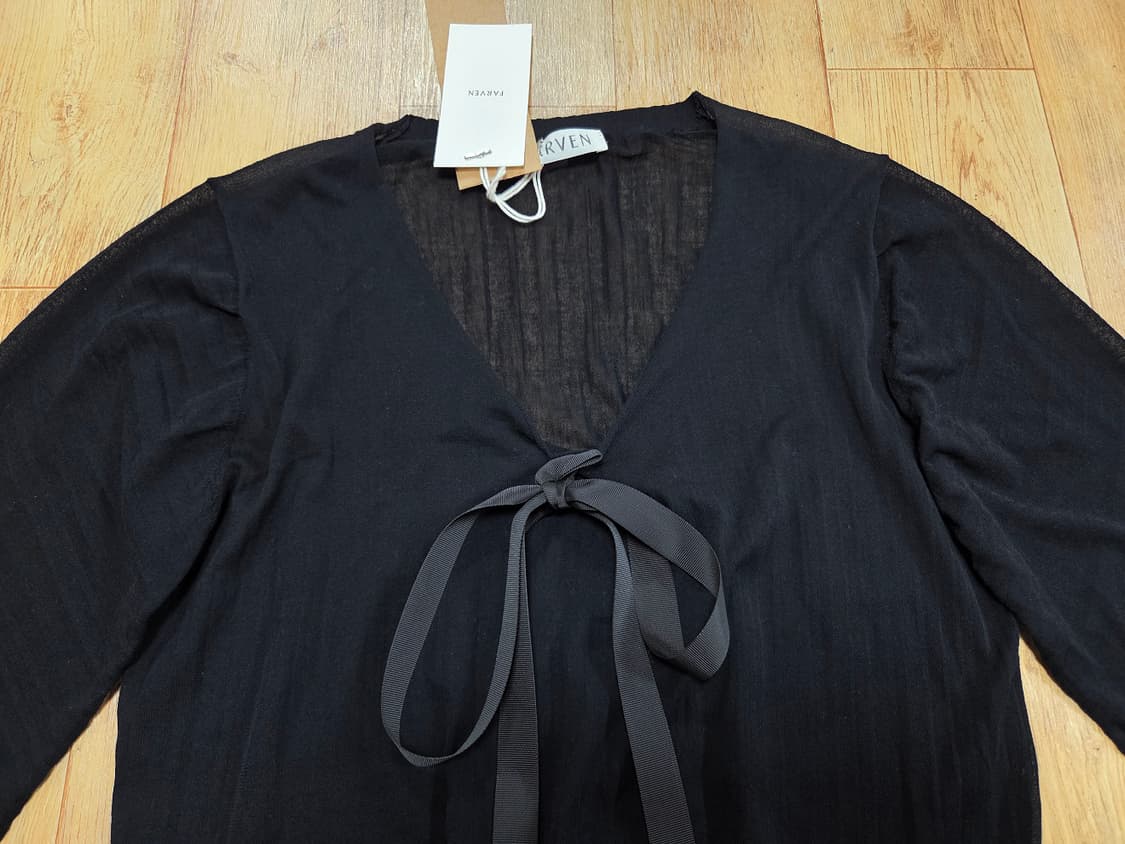 파르벵(FARVEN) 리본 타이 플리츠니트 55-66 새상품 상품이미지7