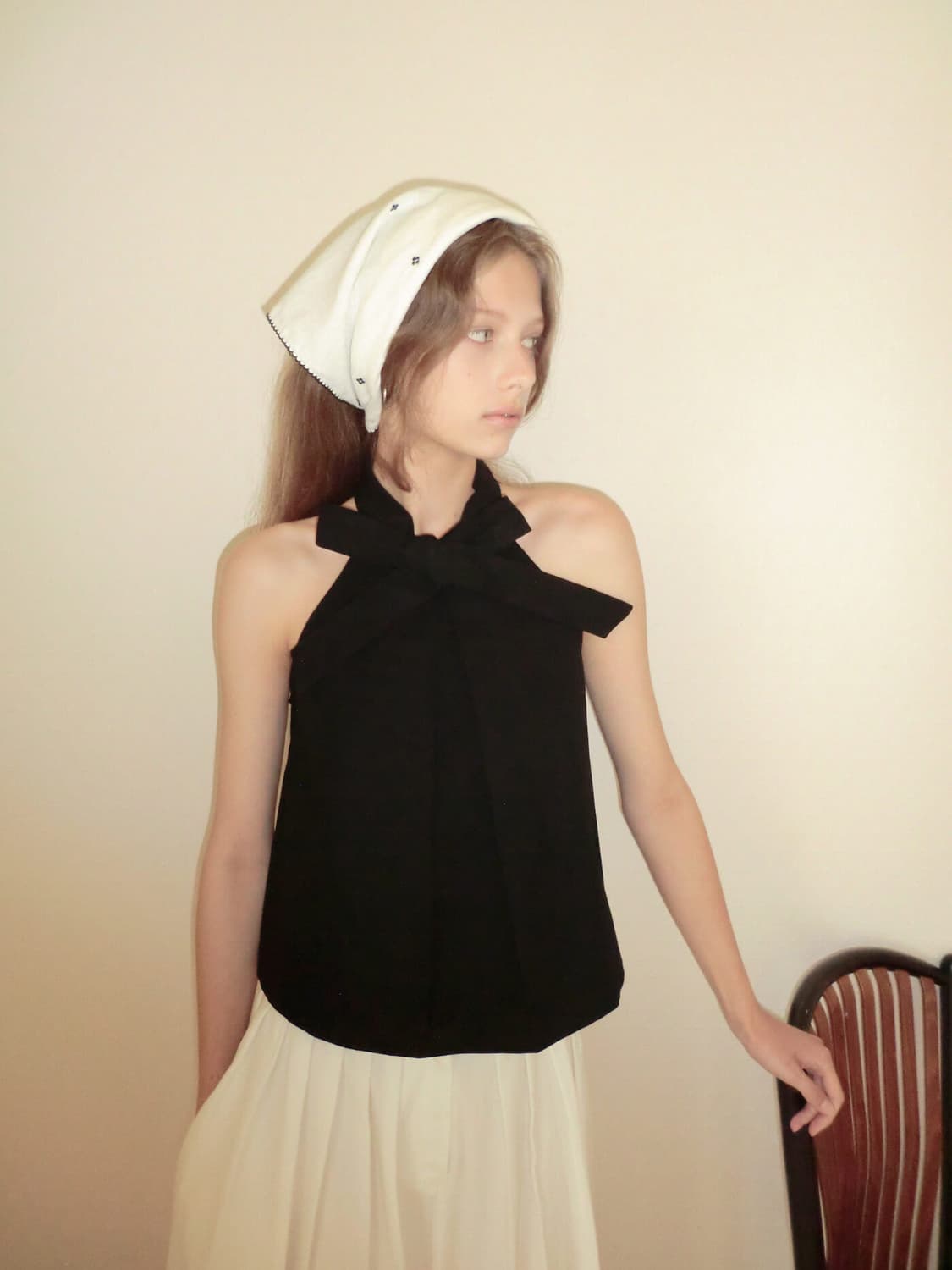스무드무드 수이시 보타이 탑 Souissi Bow Tie Top 블랙 상품이미지3