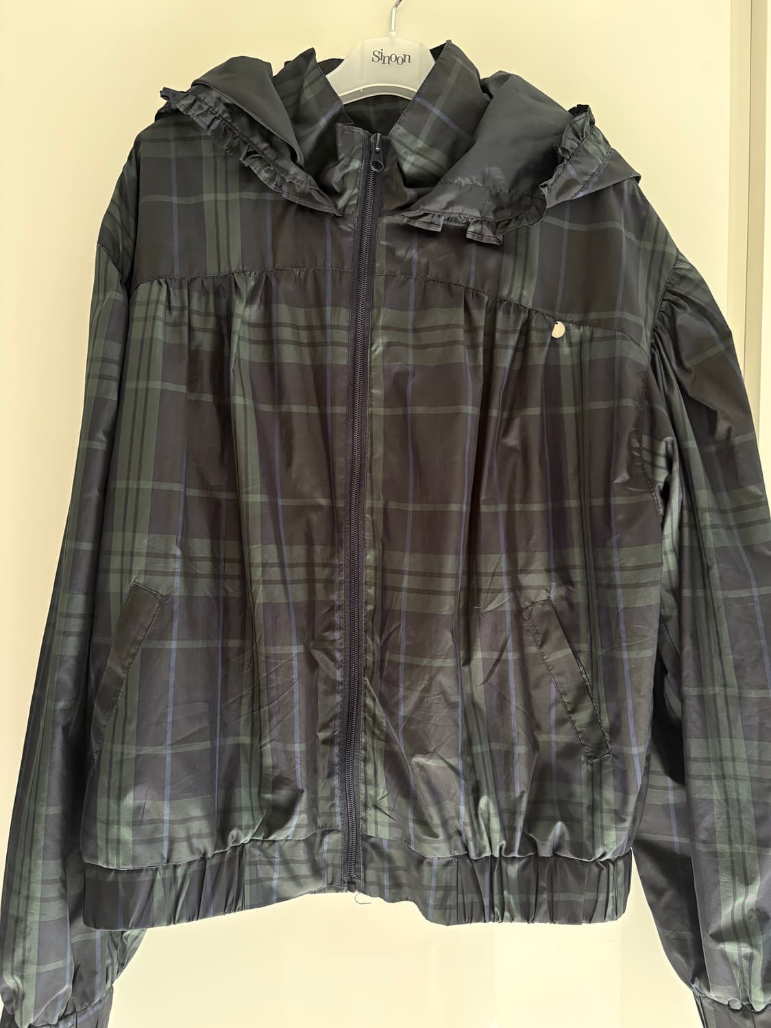 론론 체크 프릴 바람막이 상품이미지1