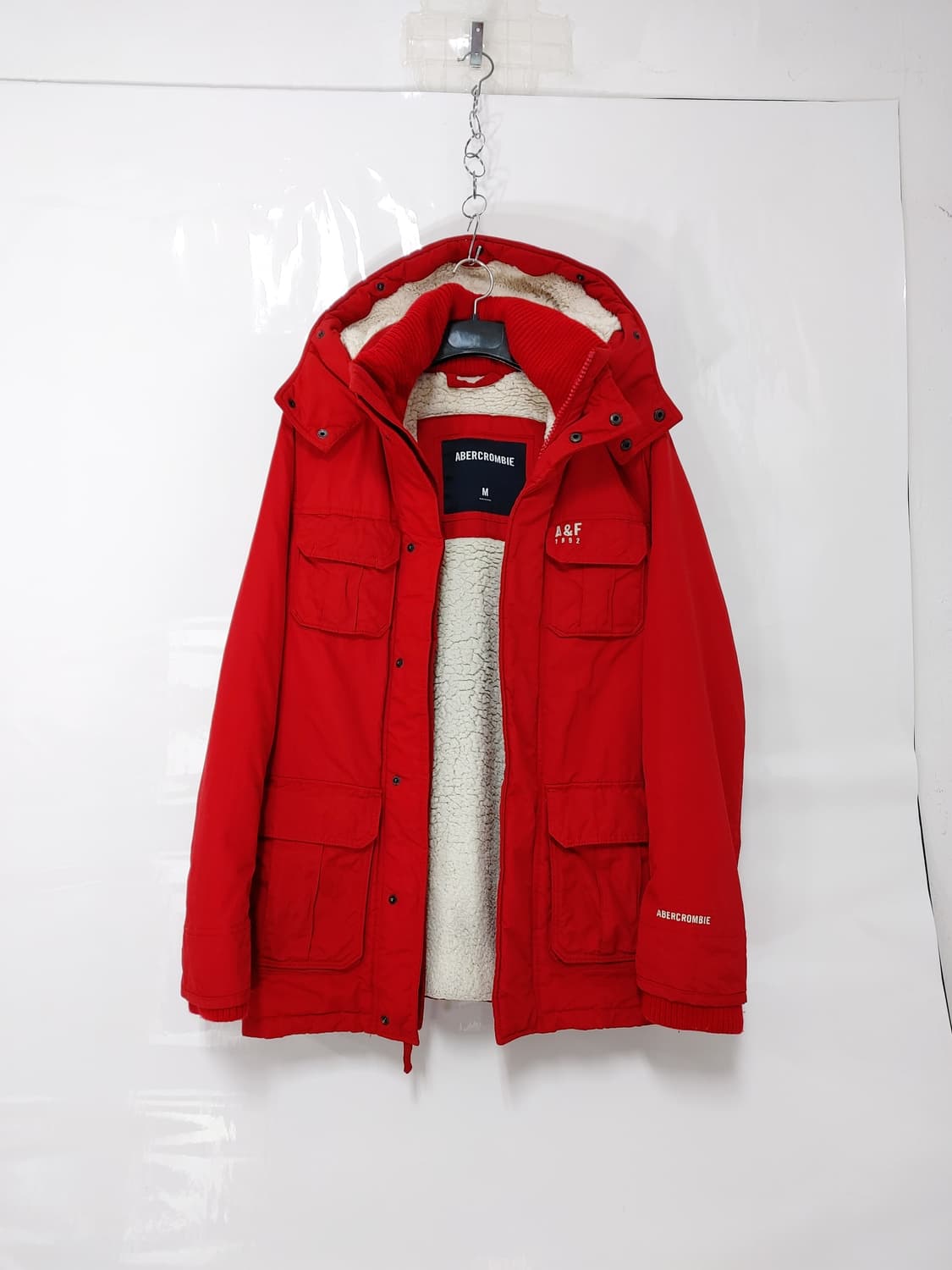 ABERCROMBIE 아베크롬비 찐레드 야상형 후드 파카 상품이미지1