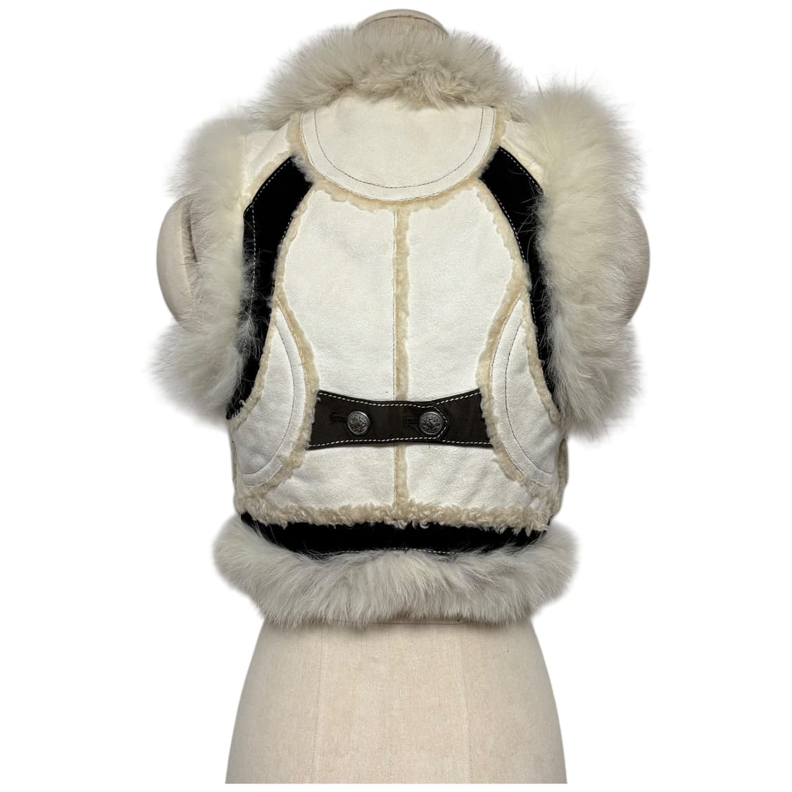 3749 아이보리 안감퍼 크롭 퍼조끼 퍼베스트 상품이미지3