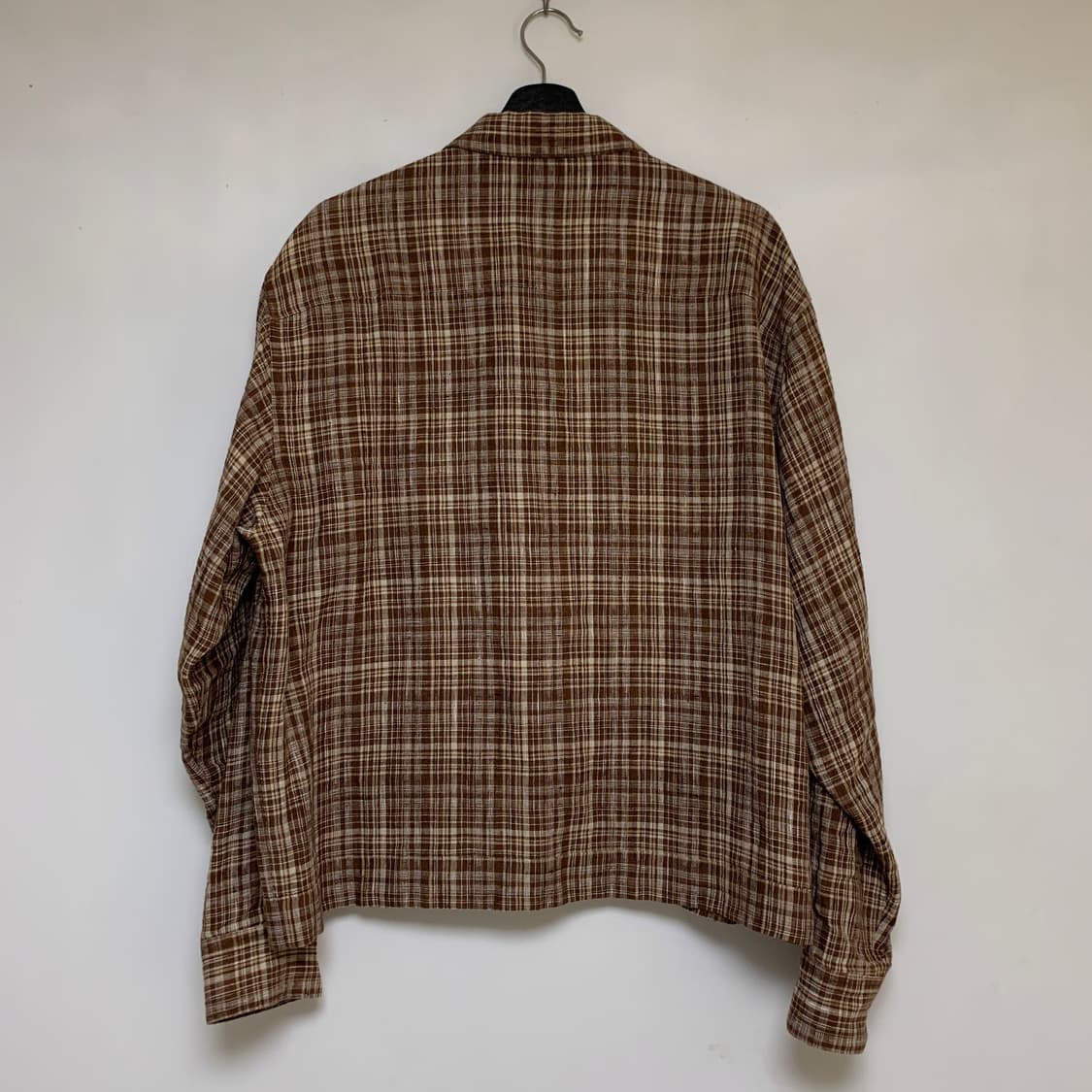 오라리 체크 린넨 실크 블루종 자켓 상품이미지6