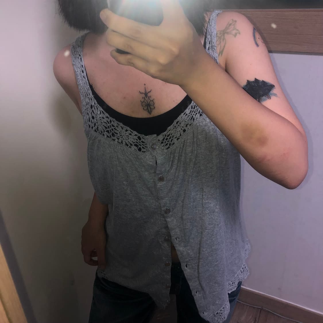 빈티지 y2k 바선생 크로셰 레이어드 슬리브리스 나시 상품이미지3