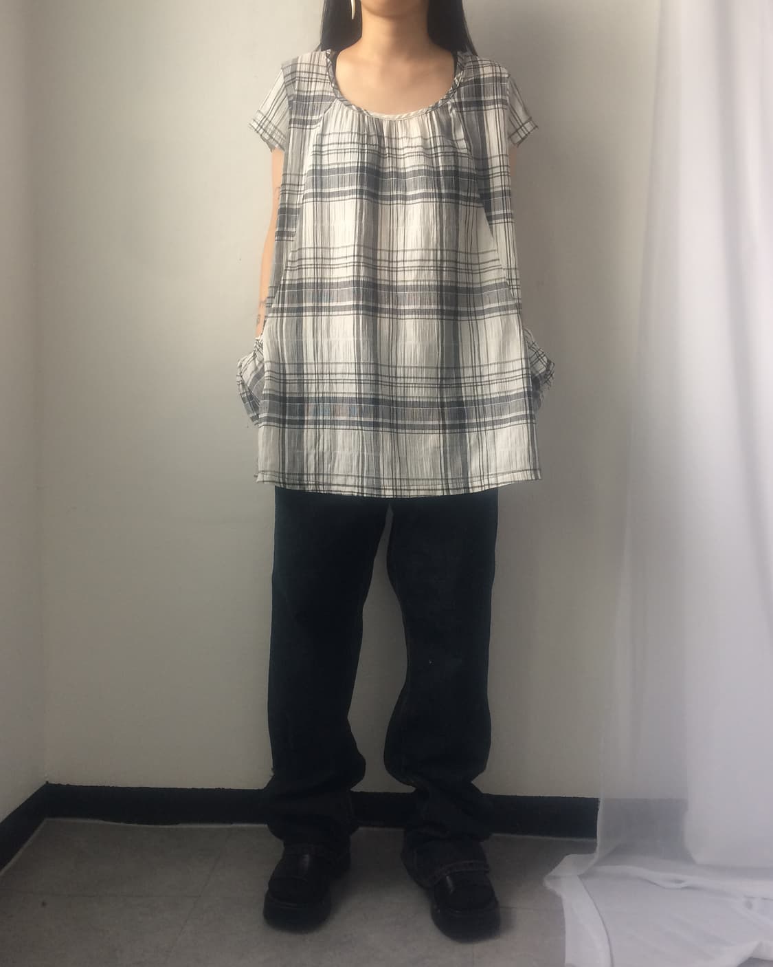 Pocket point check pattern onepiece 상품이미지5