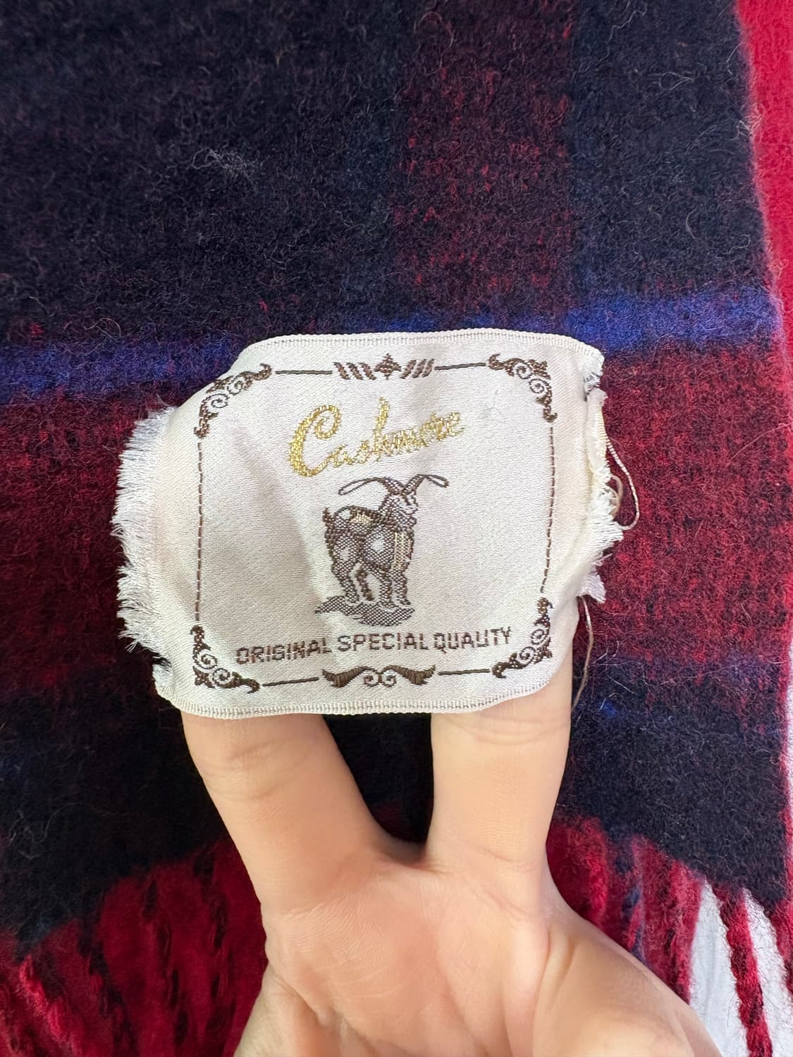 [빈티지] 딥레드 체크 울 머플러 상품이미지2