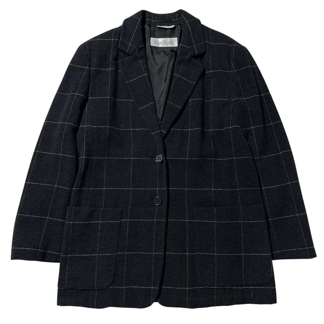 막스마라 울 앙고라 체크 싱글 블레이저 자켓 상품이미지1