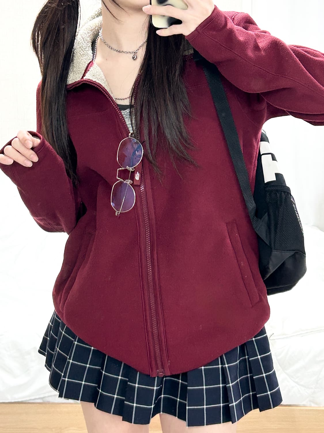 노스페이스 화이트라벨 버건디 플리스 집업 상품이미지4