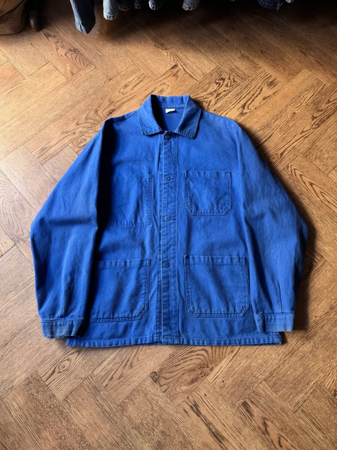 [L]90's 빈티지 잉크블루 데미지 프렌치 워크자켓 상품이미지1