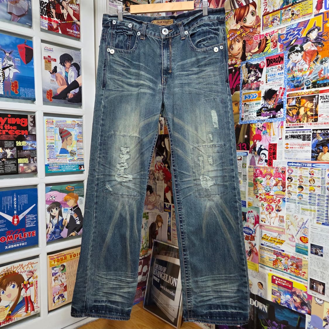 빈티지 자수 워싱 데미지 와이드 팬츠 상품이미지2