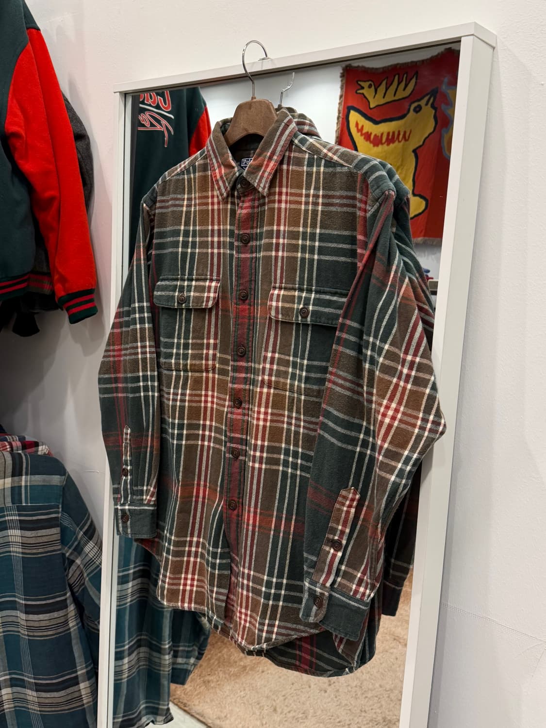 90-00s Polo RL 폴로 랄프로렌 코튼 플란넬 투포켓 체크 셔츠 상품이미지1