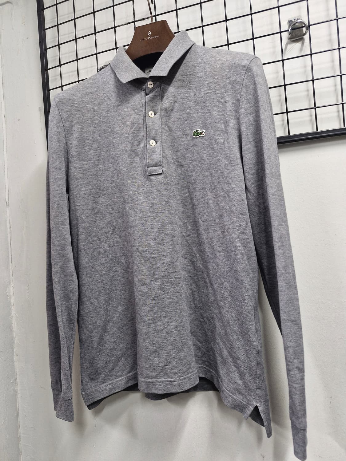 95M 라코스테 카라 긴팔티 회색. 상품이미지3