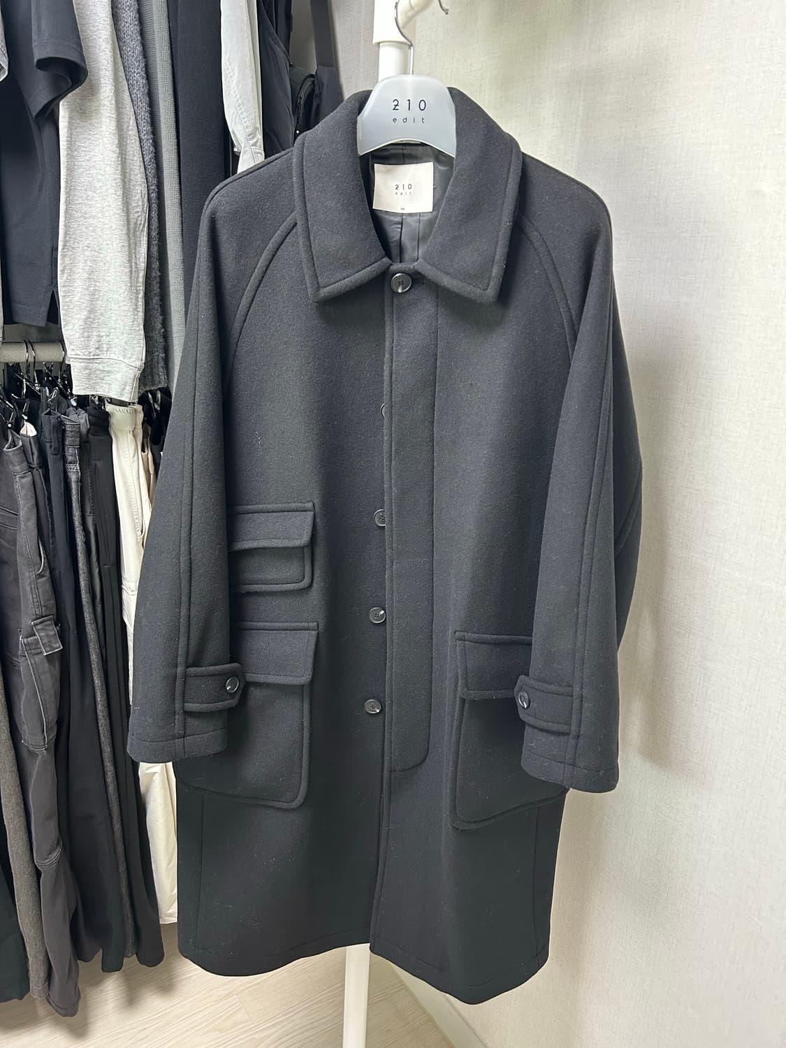 210에디트 캐시미어 발마칸 롱코트 (블랙 105) 상품이미지1