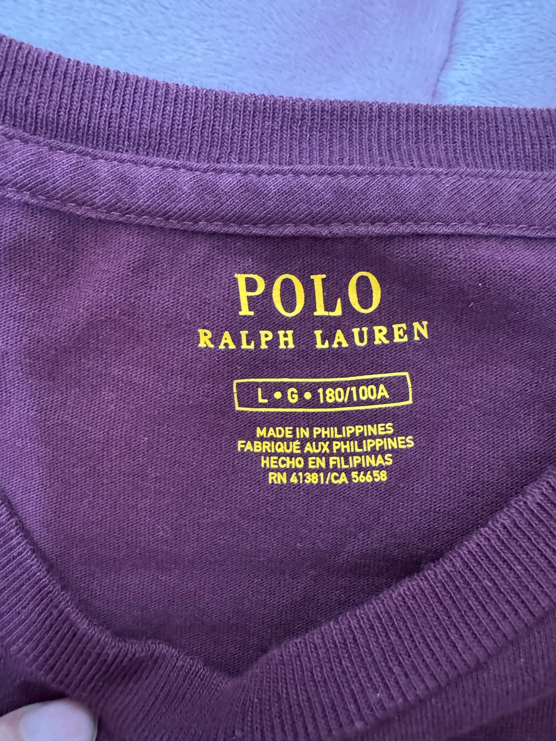 폴로 랄프로렌 곰돌이 버건티 티셔츠 해외 L 상품이미지3