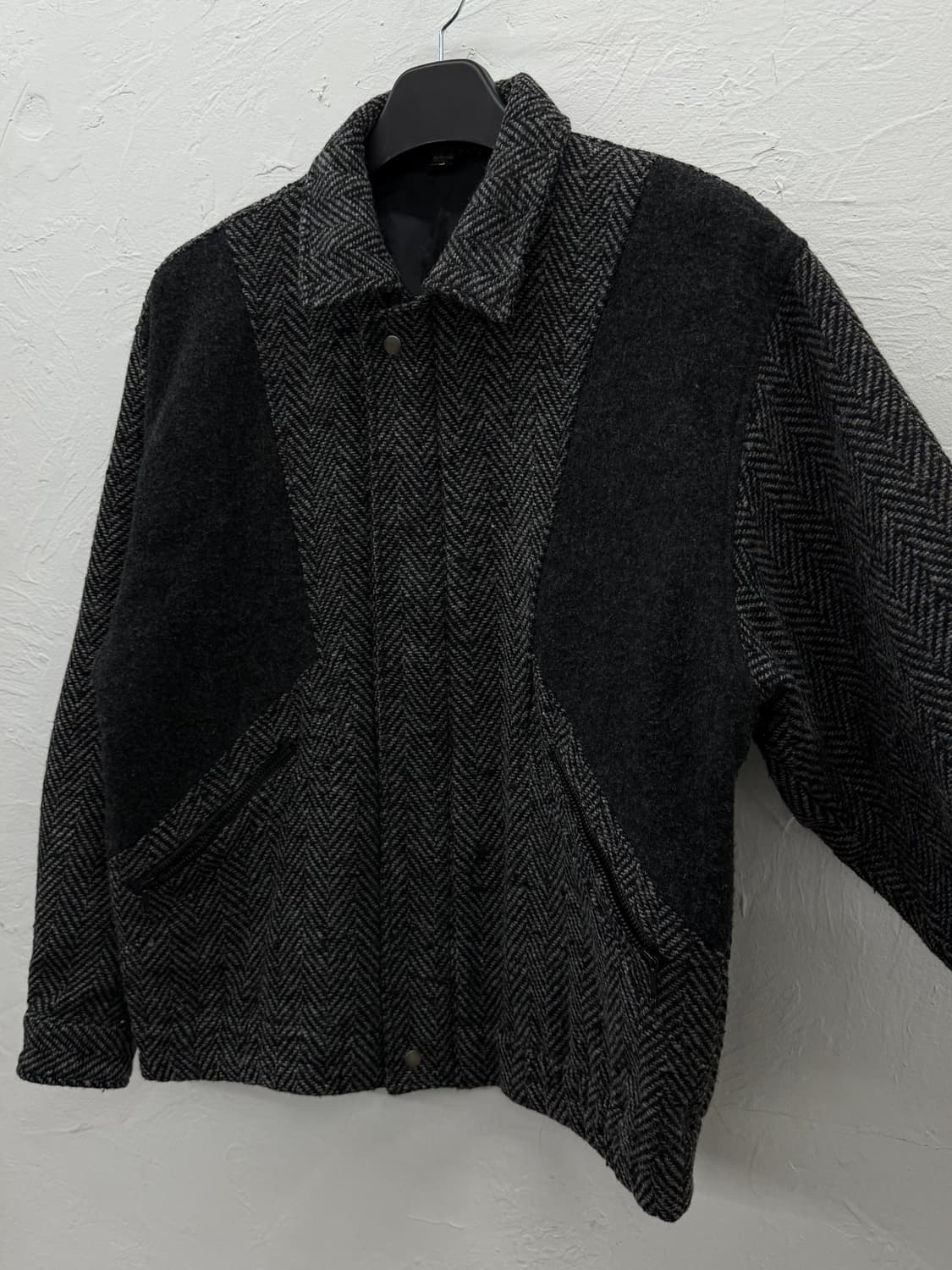 JPN 해링본 패널 울 자켓 상품이미지2