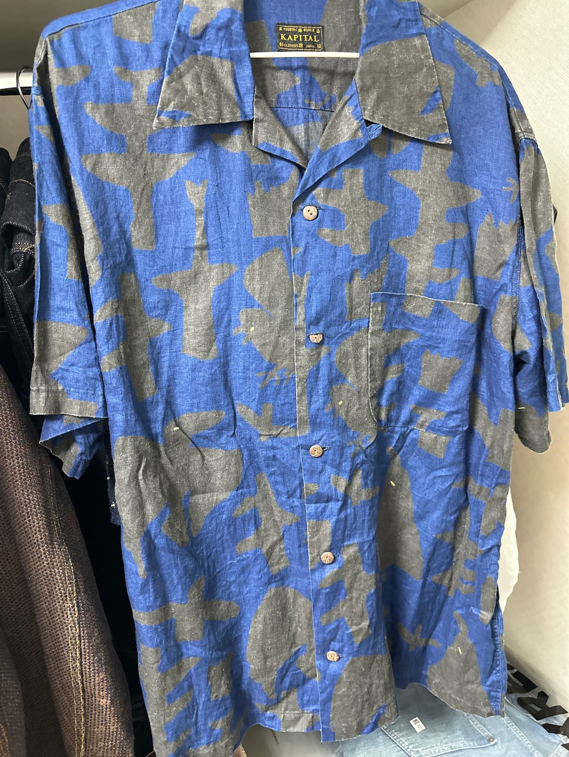 [4]  캐피탈 프렌치x린넨 GUIDING LIGHT 까마귀 알로하 셔츠 상품이미지1