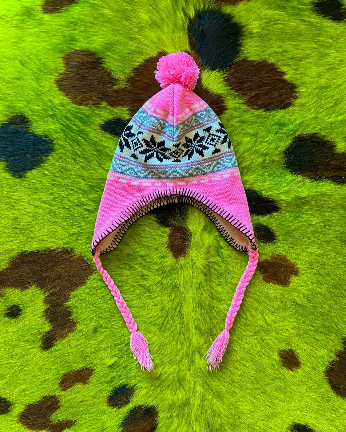 JPN Vintage Pink Ear-Muff Knit Beanie 상품이미지3