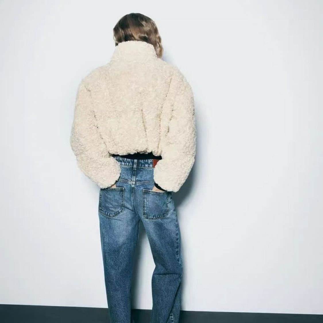 자라 시어링 퍼 패딩 아이보리 XS 상품이미지3