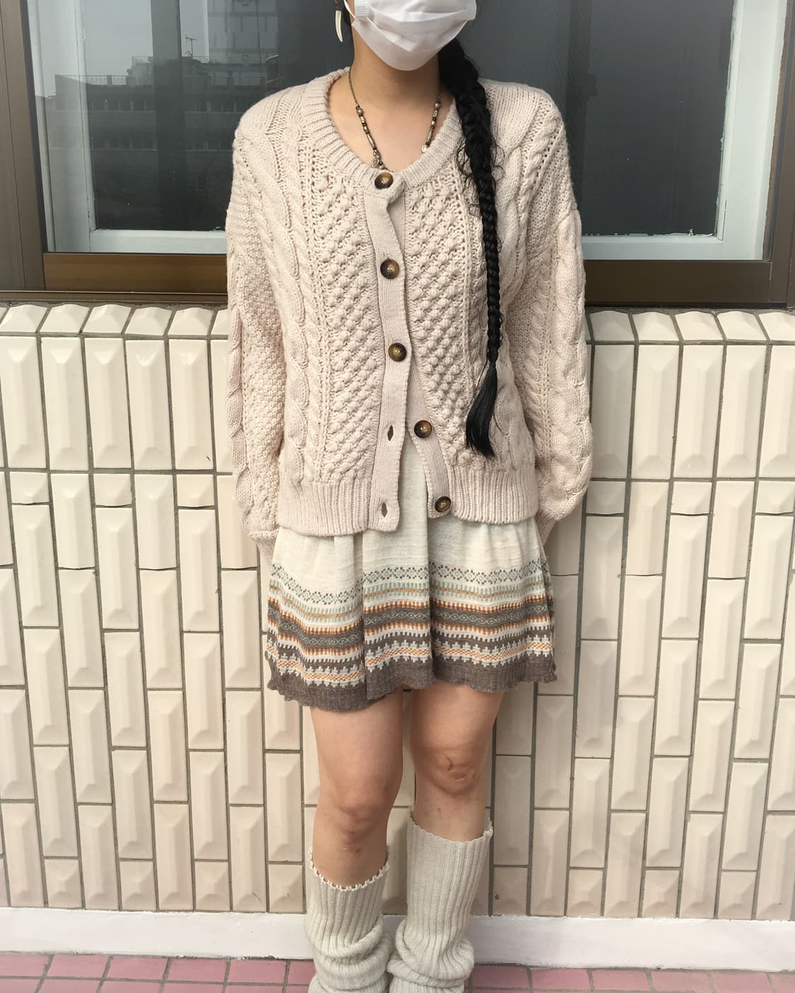 Cable pattern knit cardigan 상품이미지1