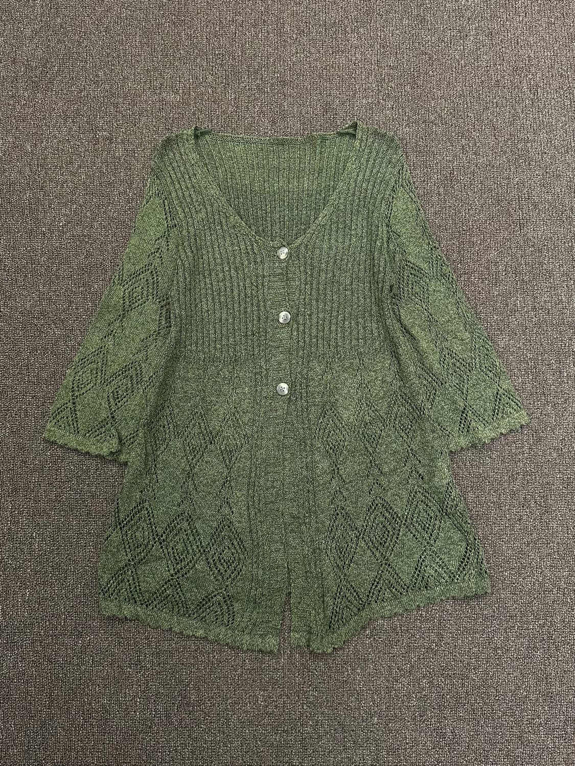 38)Japanese vintage 딥그린 니트 가디건 상품이미지1