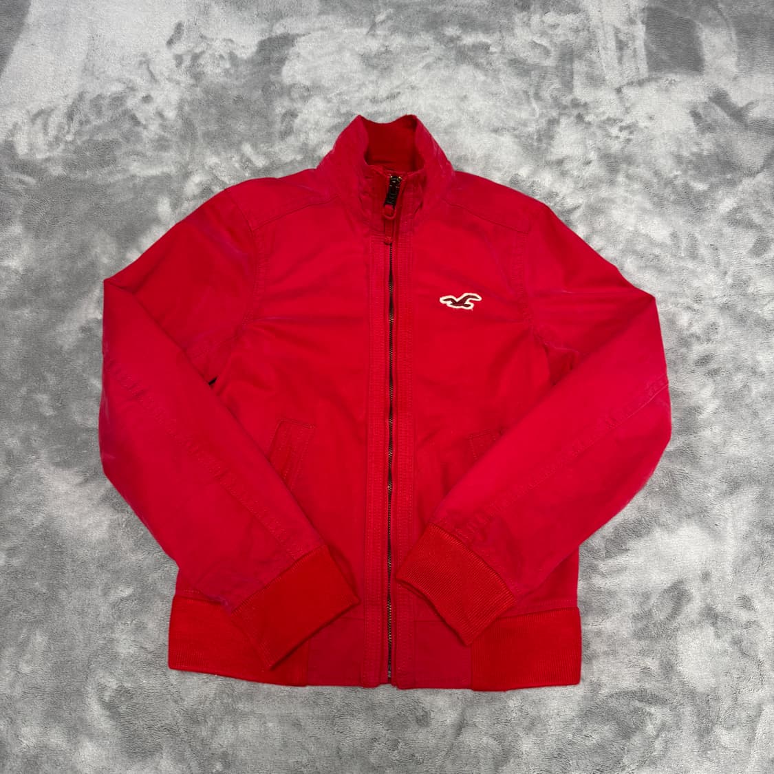 홀리스터 백 자수 레드 집업 자켓 상품이미지3