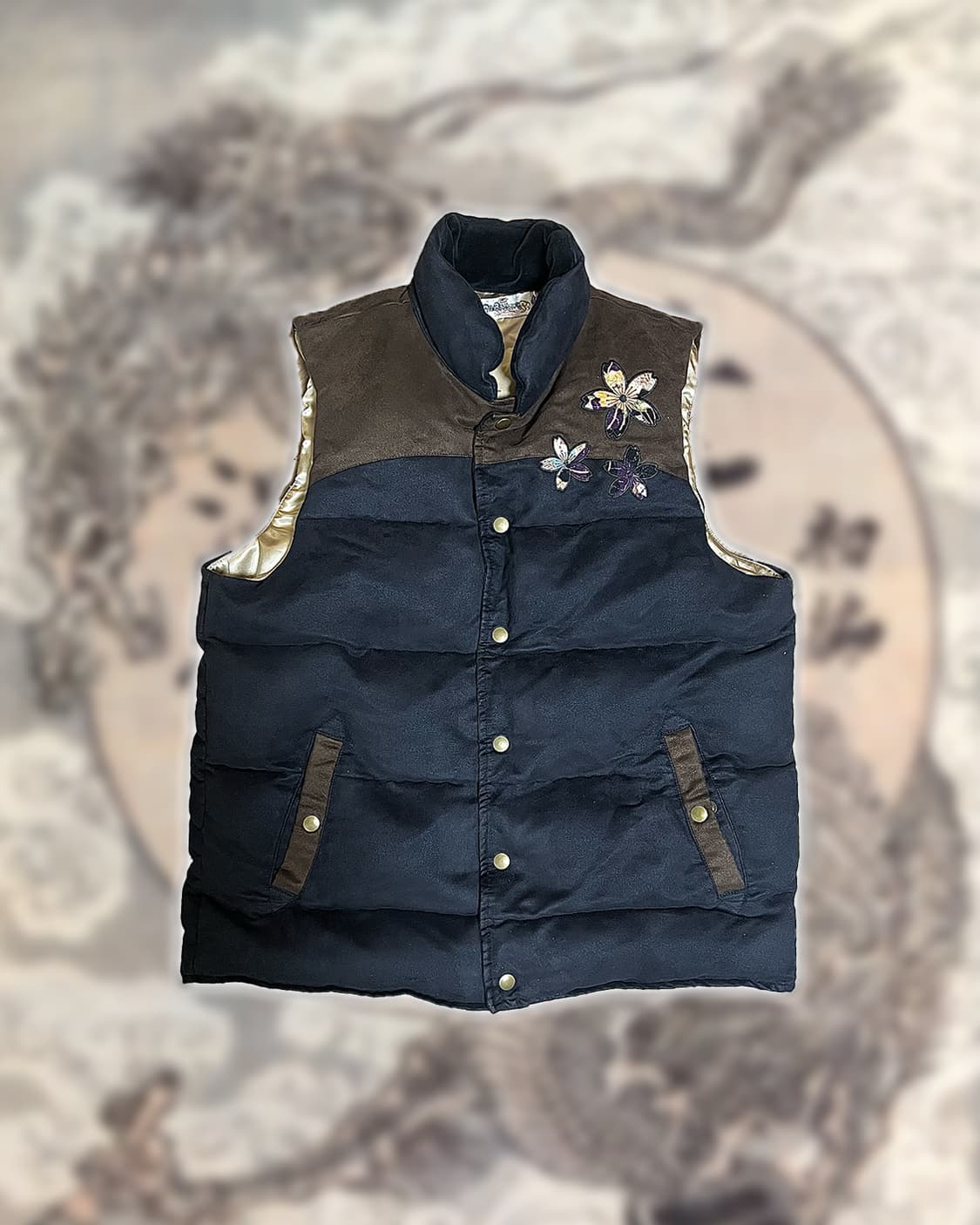 카라쿠리타마시 벨벳조끼 패딩 상품이미지1