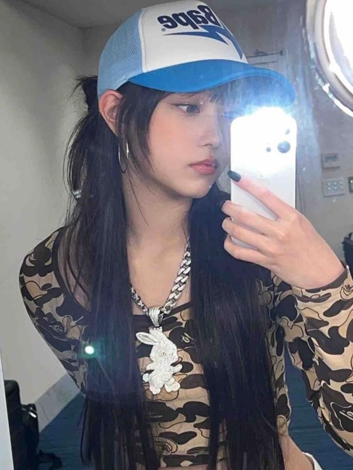 [뉴진스 해린 착용) 베이프 스타 메쉬 캡 블루  상품이미지1