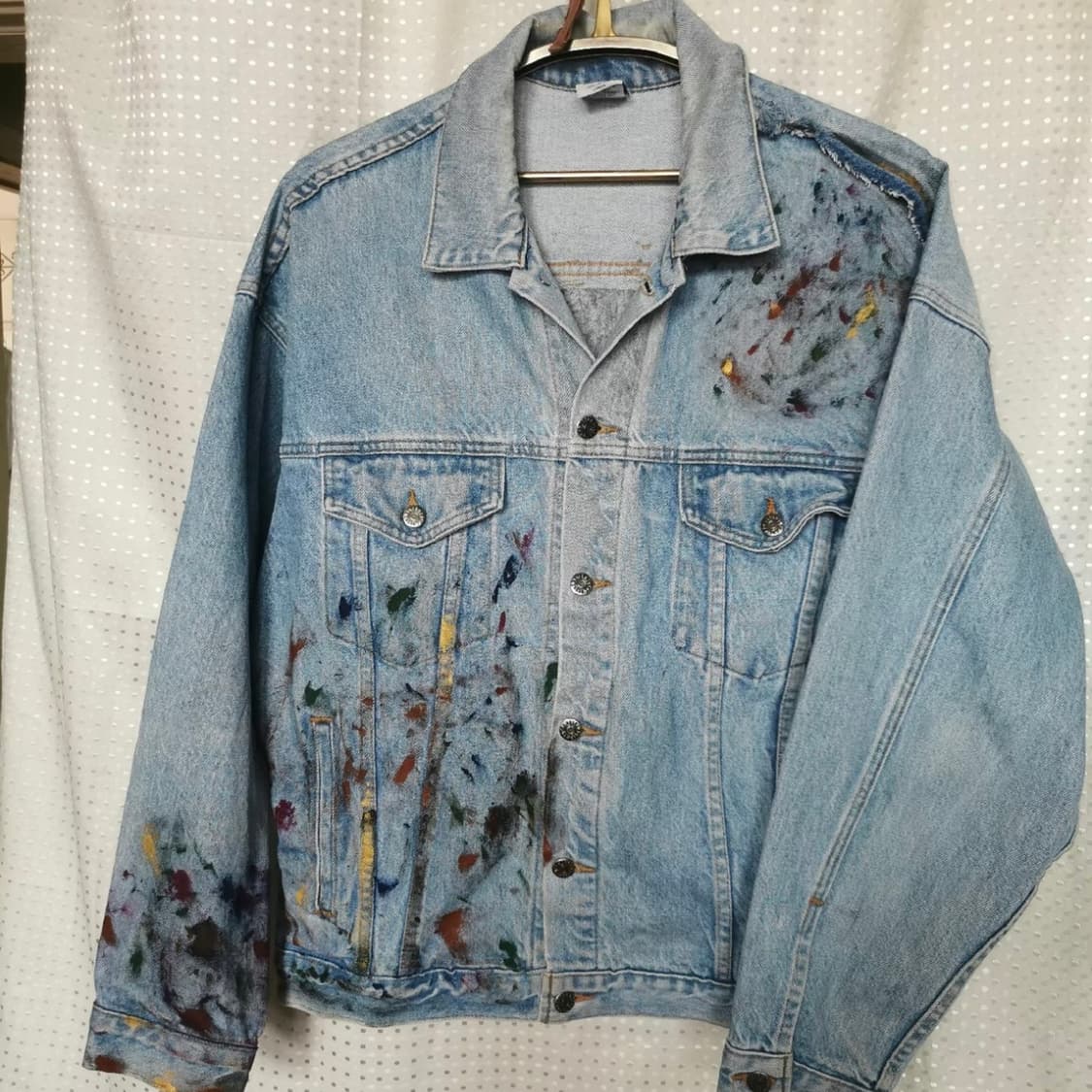 90s Made in USA 입체 프린트 데님 워크 자켓 상품이미지1