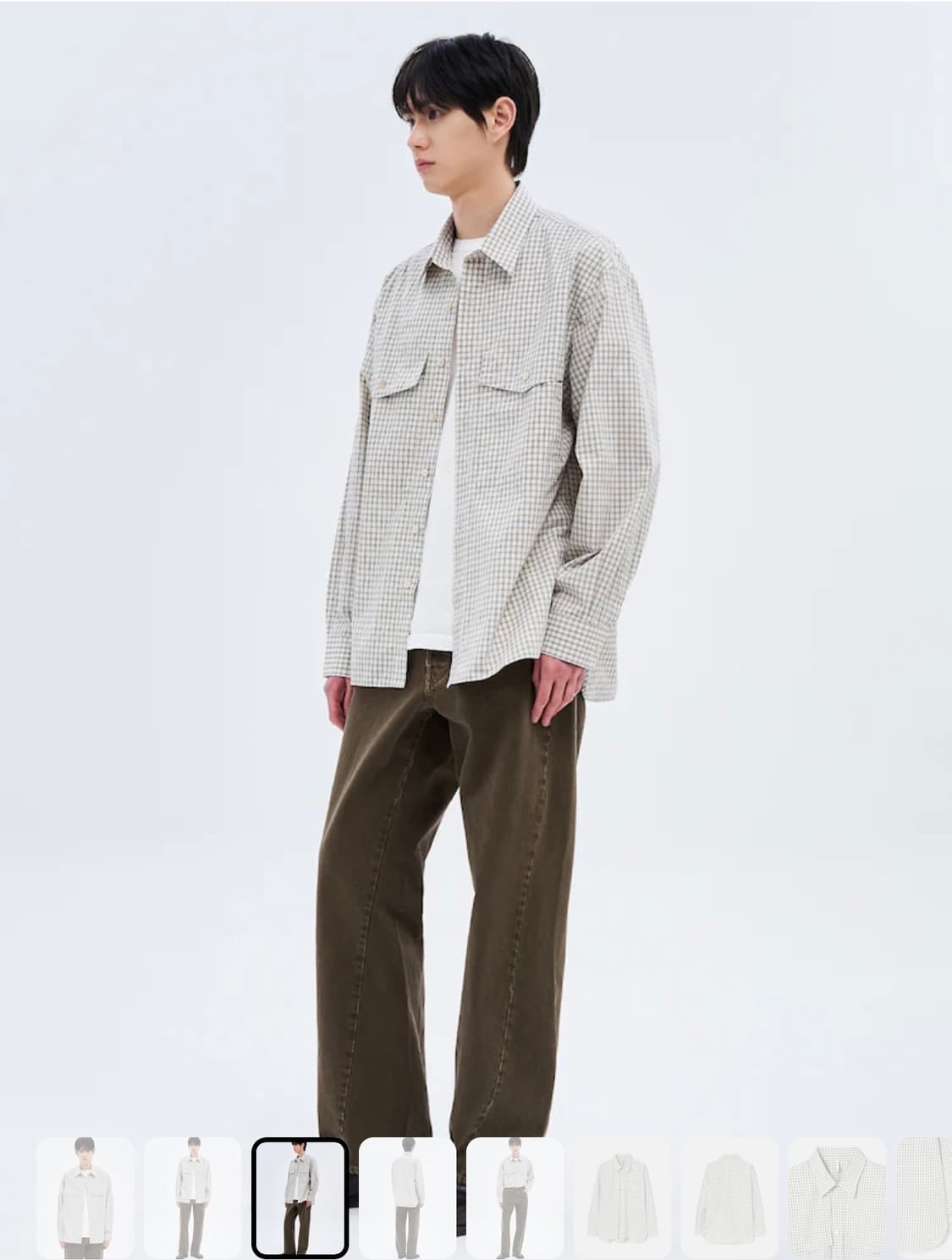 선플라워 체크 노트 셔츠 오프 화이트 상품이미지4