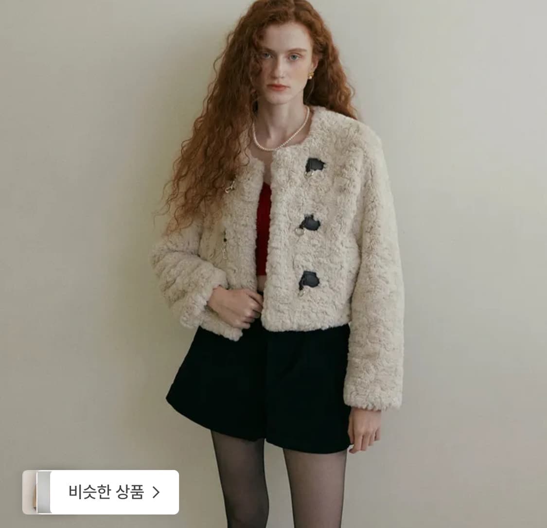 모어댄라이크 베이지 소프트 퍼자켓 상품이미지1