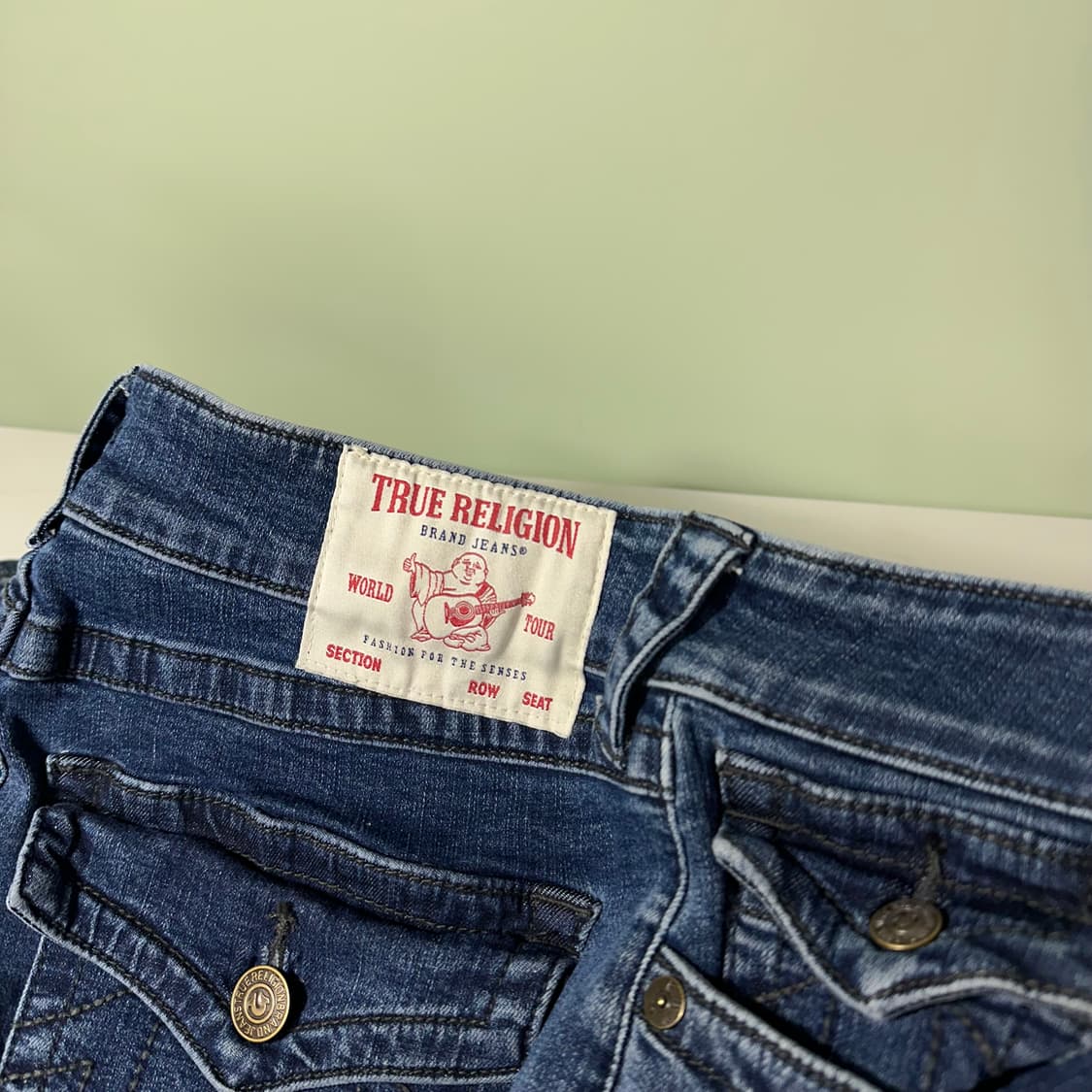 우먼XL 트루릴리전 진청워시드 슬림핏 데님팬츠 청바지 상품이미지2