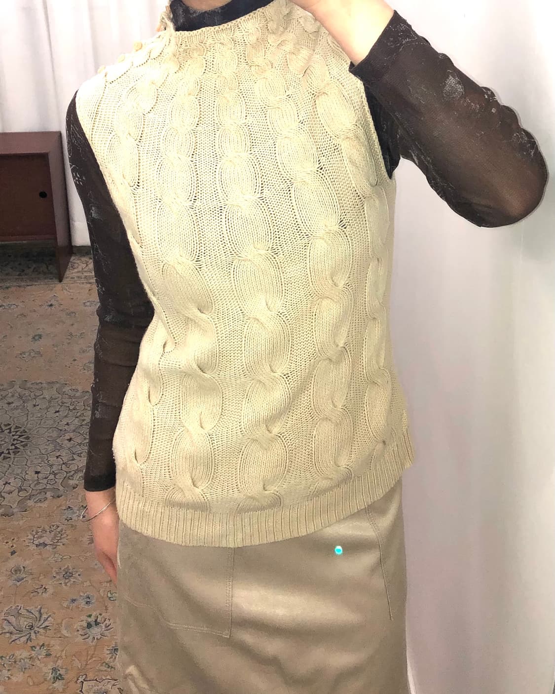 아이보리 버튼 포인트 니트 상품이미지3