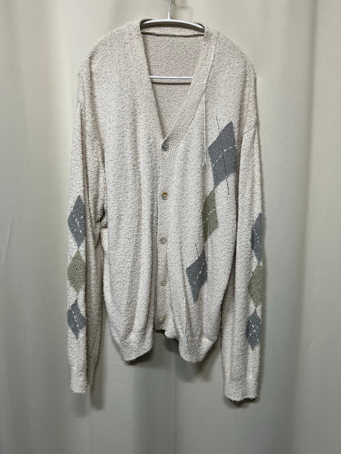 유스 아가일 핸드 스티치 니트 가디건 아이보리 L 상품이미지2