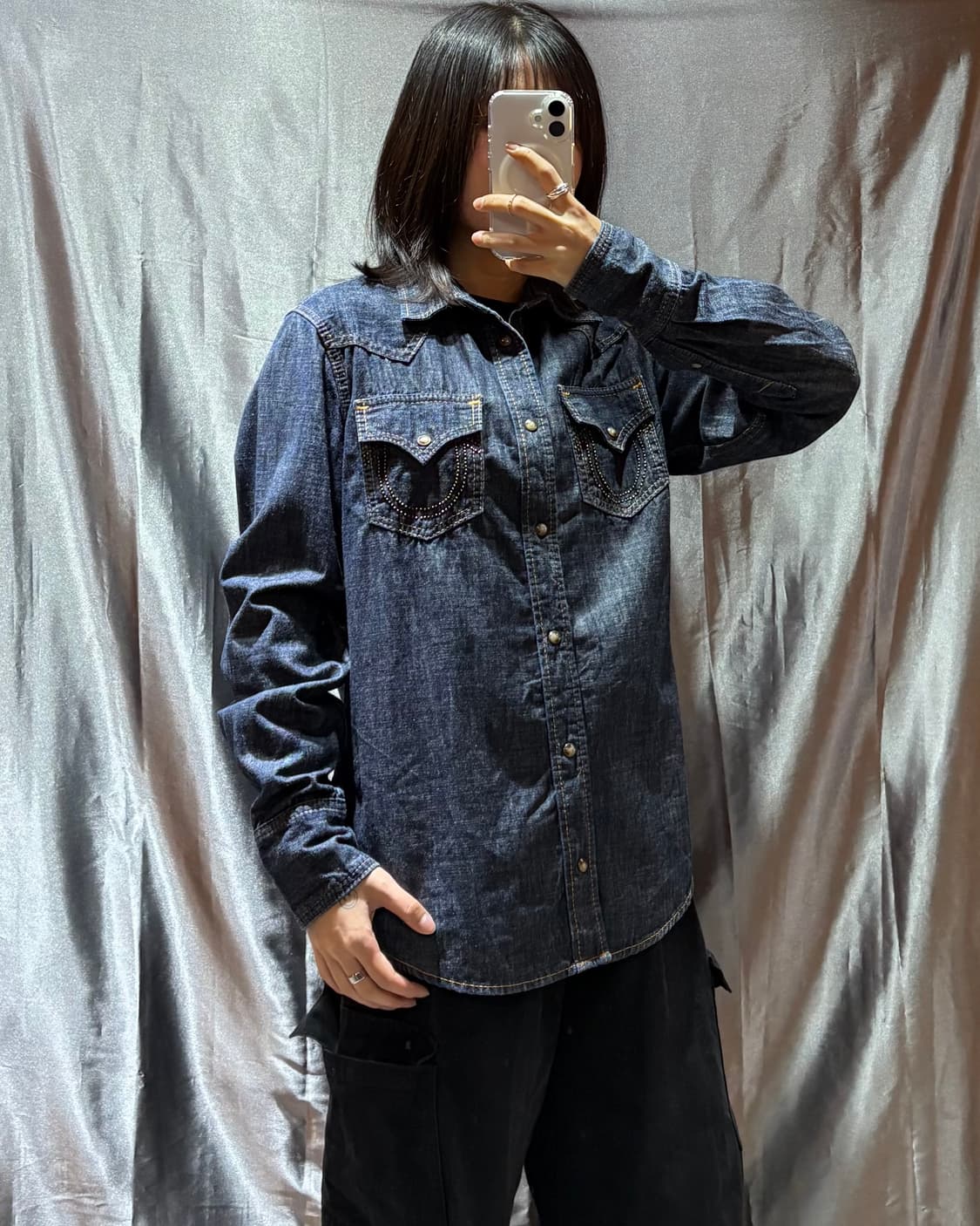 S 트루릴리전 투포켓 웨스턴 데님셔츠 상품이미지1