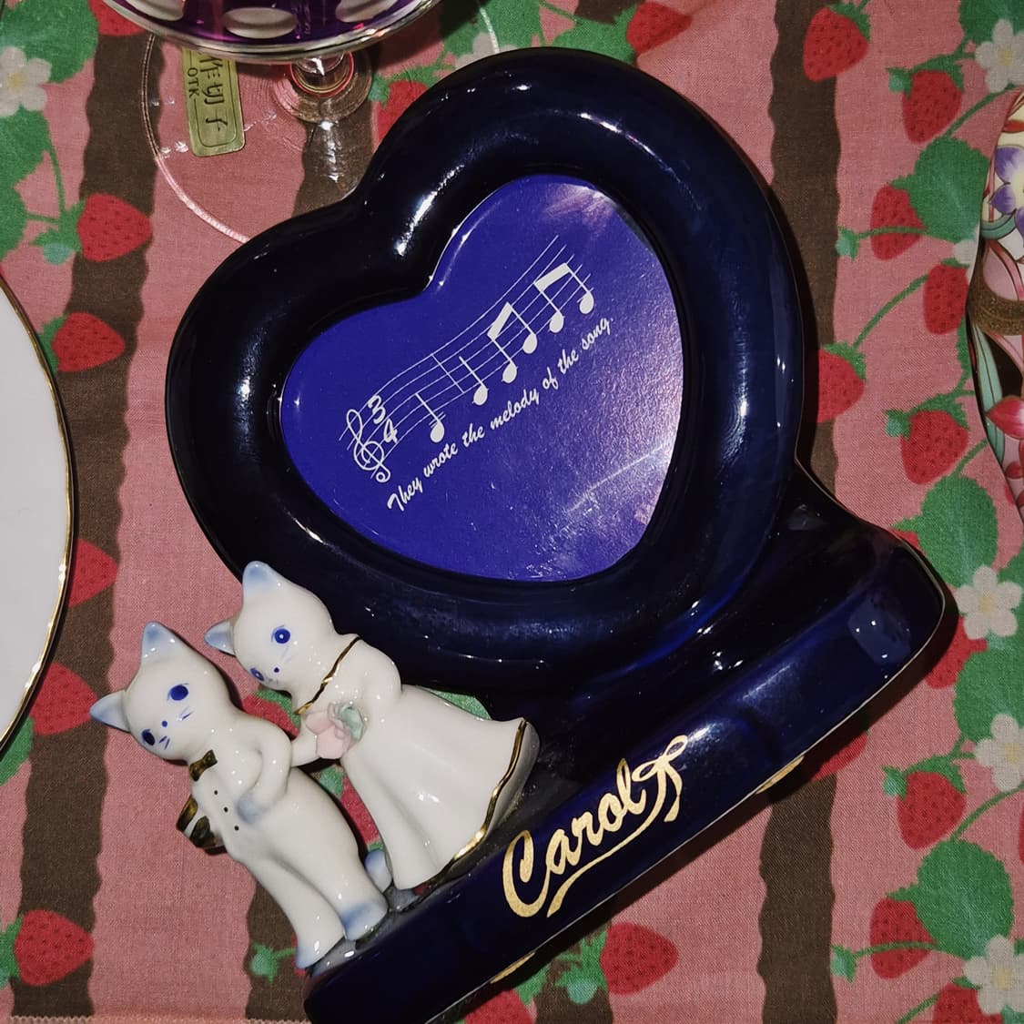 00s 웨딩 고양이 하트 도자기 액자&오르골 상품이미지9