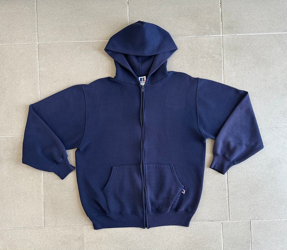 90s 빈티지 러셀 후드집업 네이비 L USA 상품이미지1