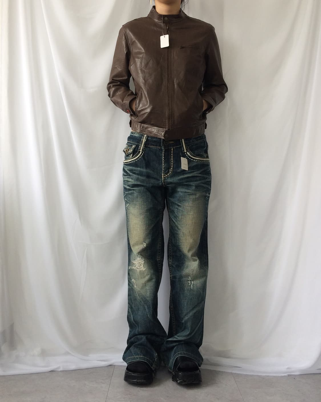 High neck pig leather jacket 상품이미지1