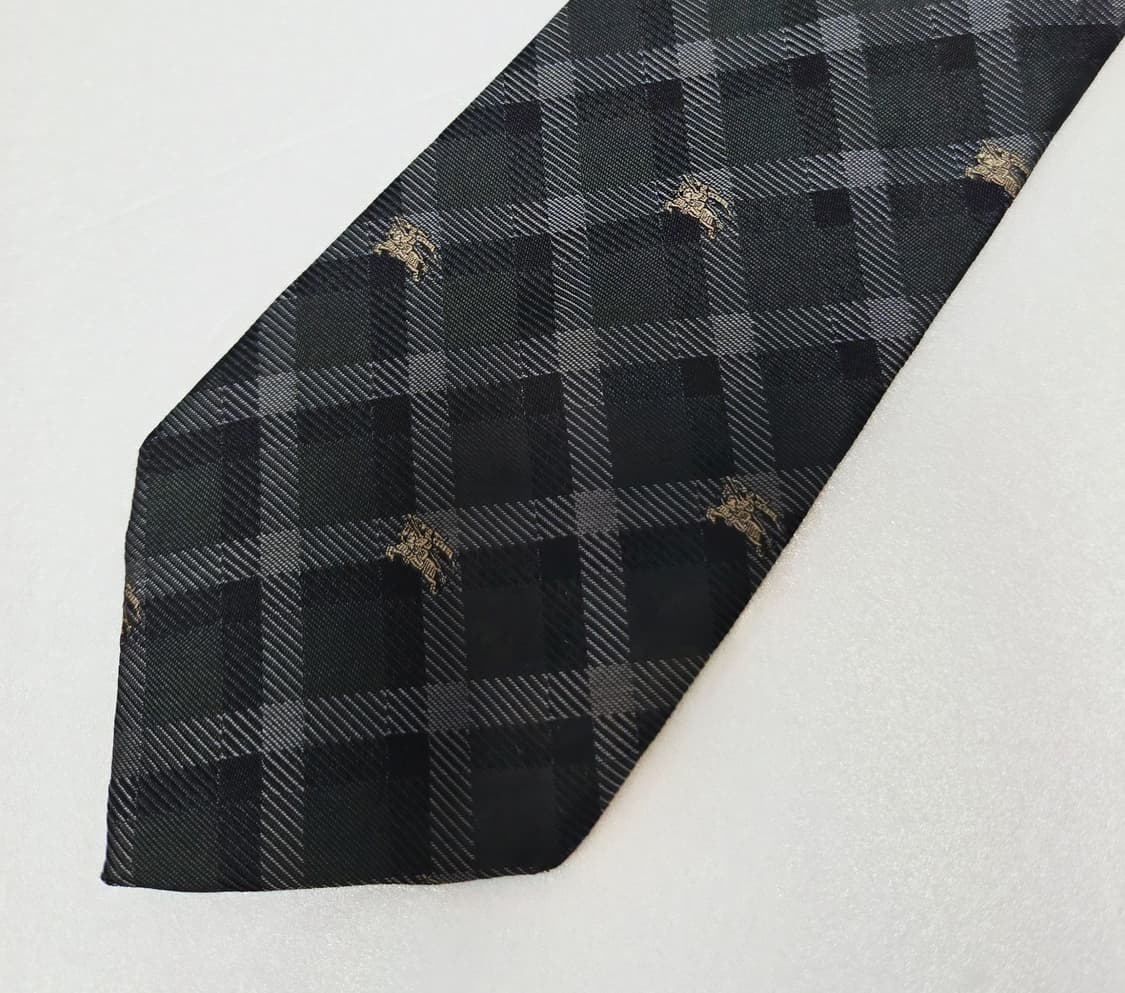 버버리 다크그린 체크 실크 넥타이 상품이미지2