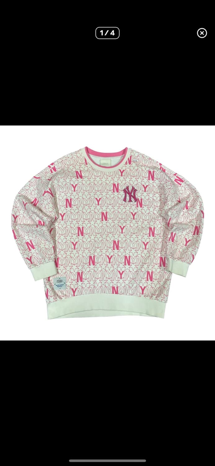 (바배) MLB 모노그램 스타 핑크 오버핏 맨투맨 상품이미지1