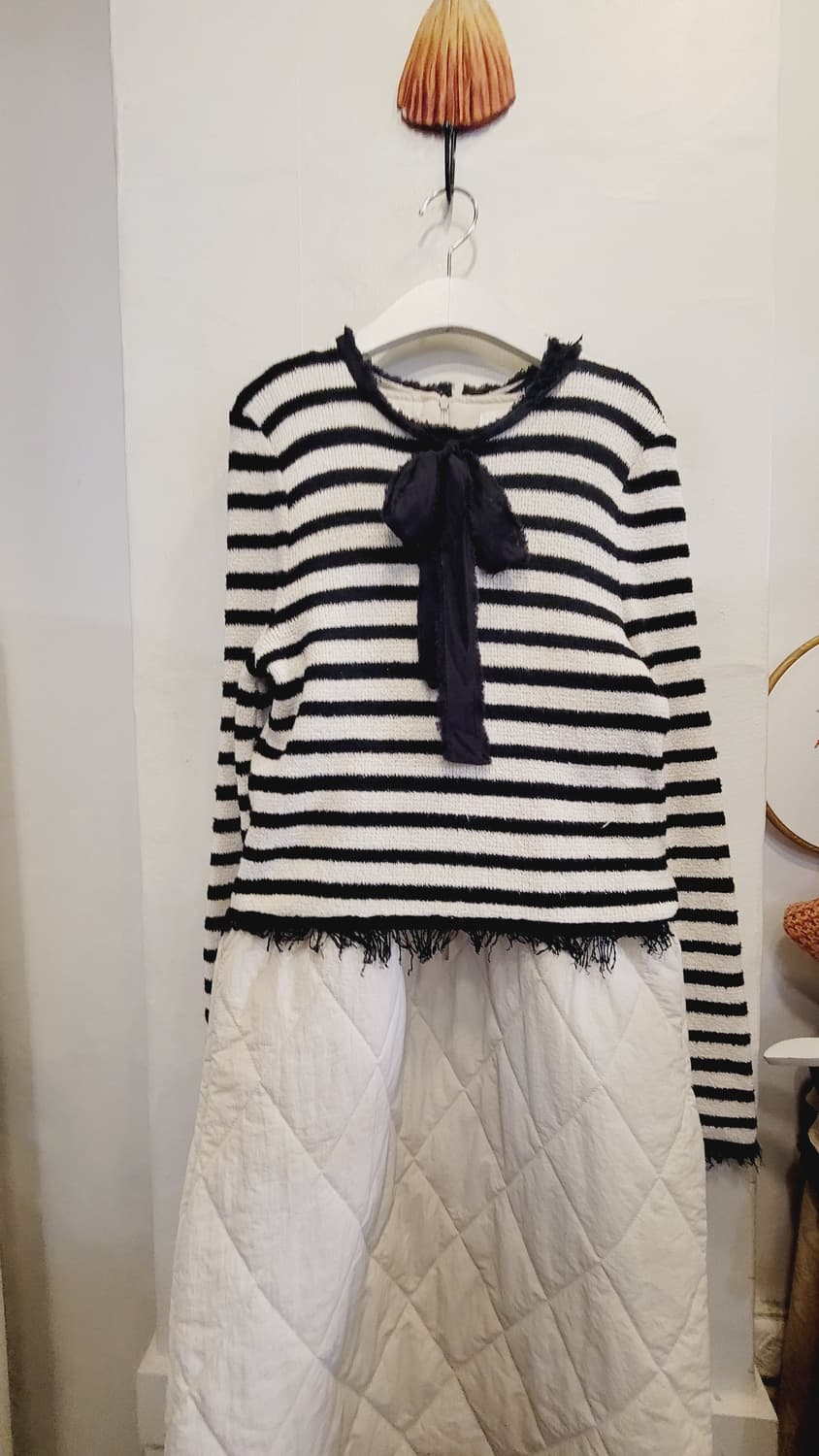 자라 스트라이프 니트 . 퀼팅 누빔 원피스 상품이미지2