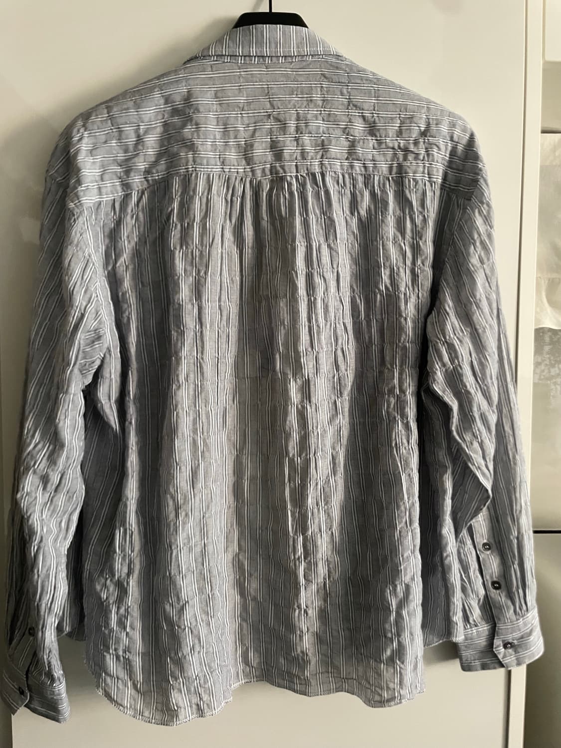 2)폴리테루 집업 셔츠 스트라이프 그레이 상품이미지3