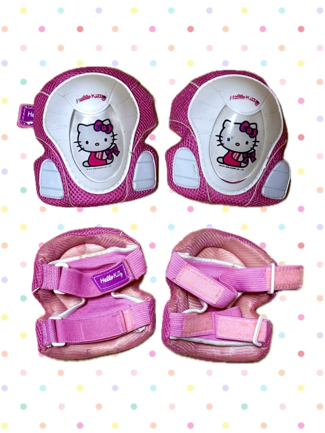 빈티지 고전 헬로키티 롤러스케이트 보호장비 세트 상품이미지1